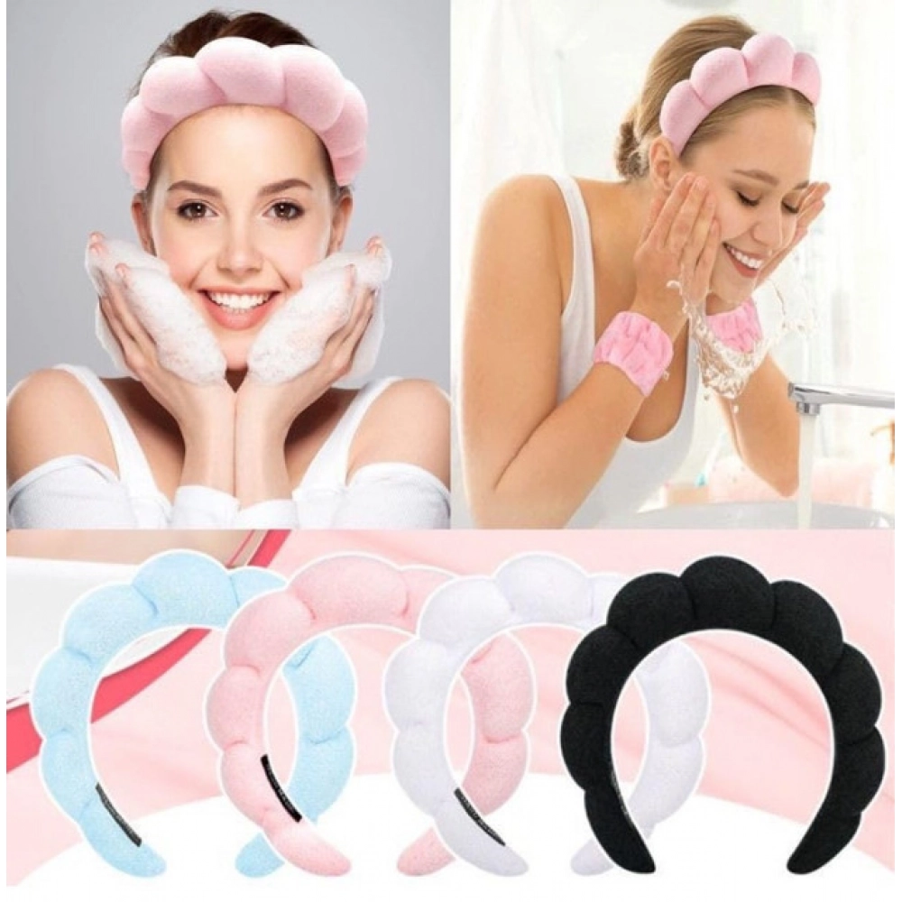 Pack of 2 Spa Headband And Wristband Set (Pink) - Image 2
