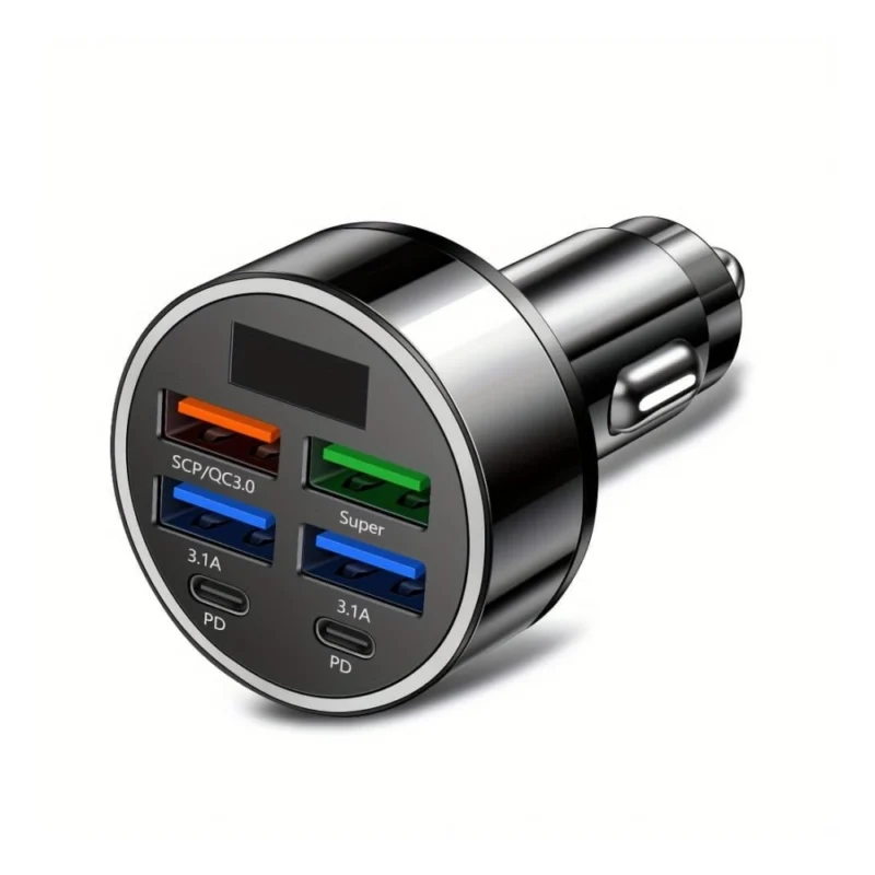 Pack of 2 6 In 1 Car Charger (Black) - Image 3