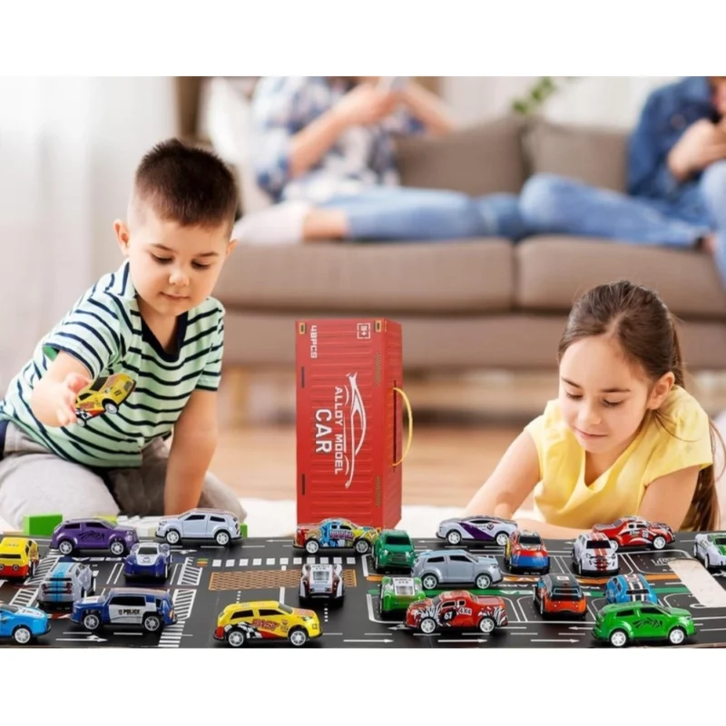 48 Piece Pull Back Car Set (Multicolor) - Image 3