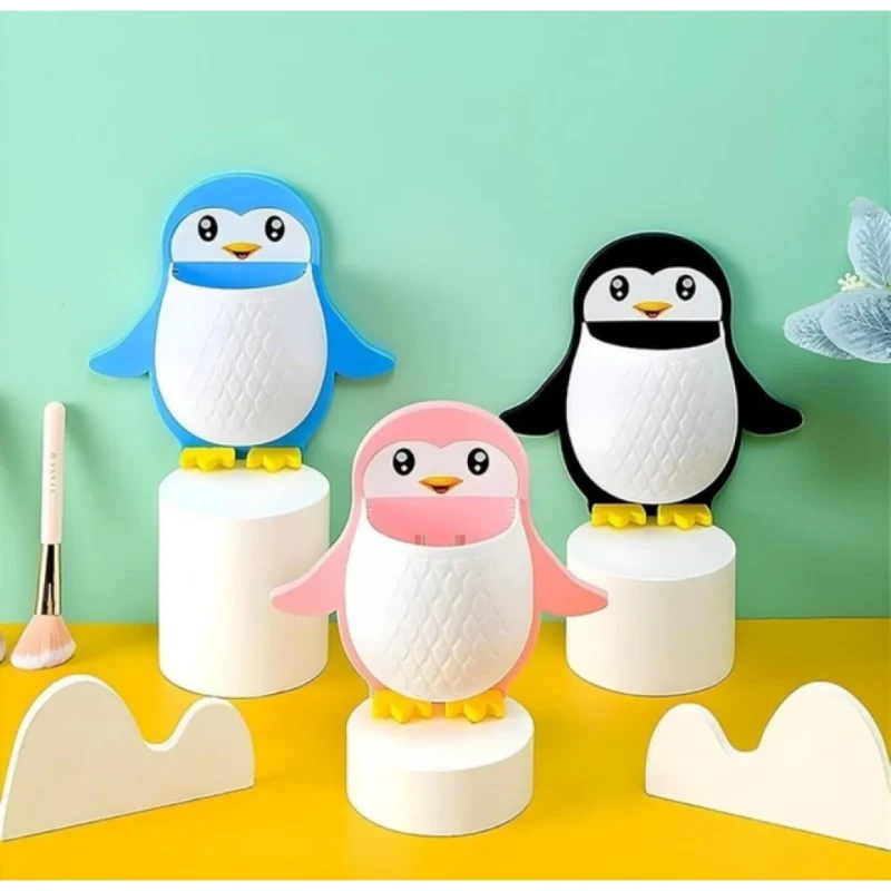 Pack of 3 Wall Mounted Penguin Design Toothpaste Holder (Multicolor)