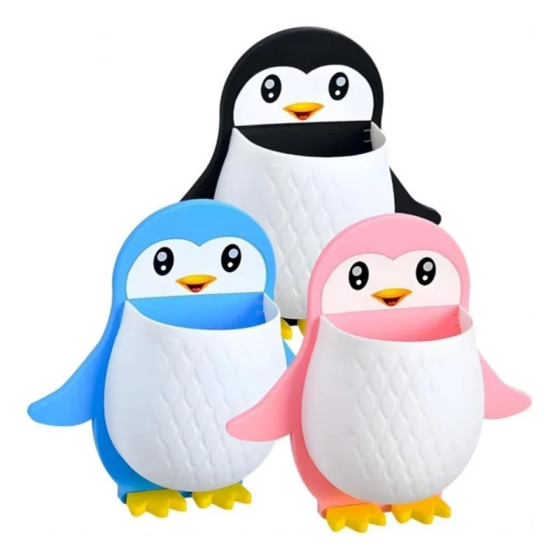 Pack of 3 Wall Mounted Penguin Design Toothpaste Holder (Multicolor) - Image 4