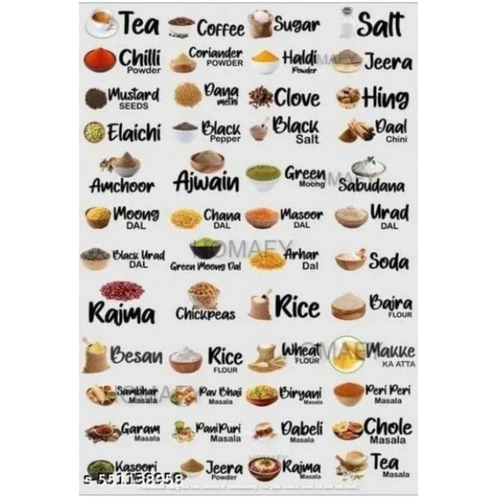 Pack of 3 Kitchen Masala Sticker (Multicolor)