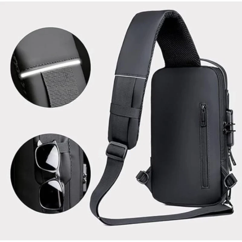 Waterproof Sling Cross Backpack Bag (Black) - Image 3