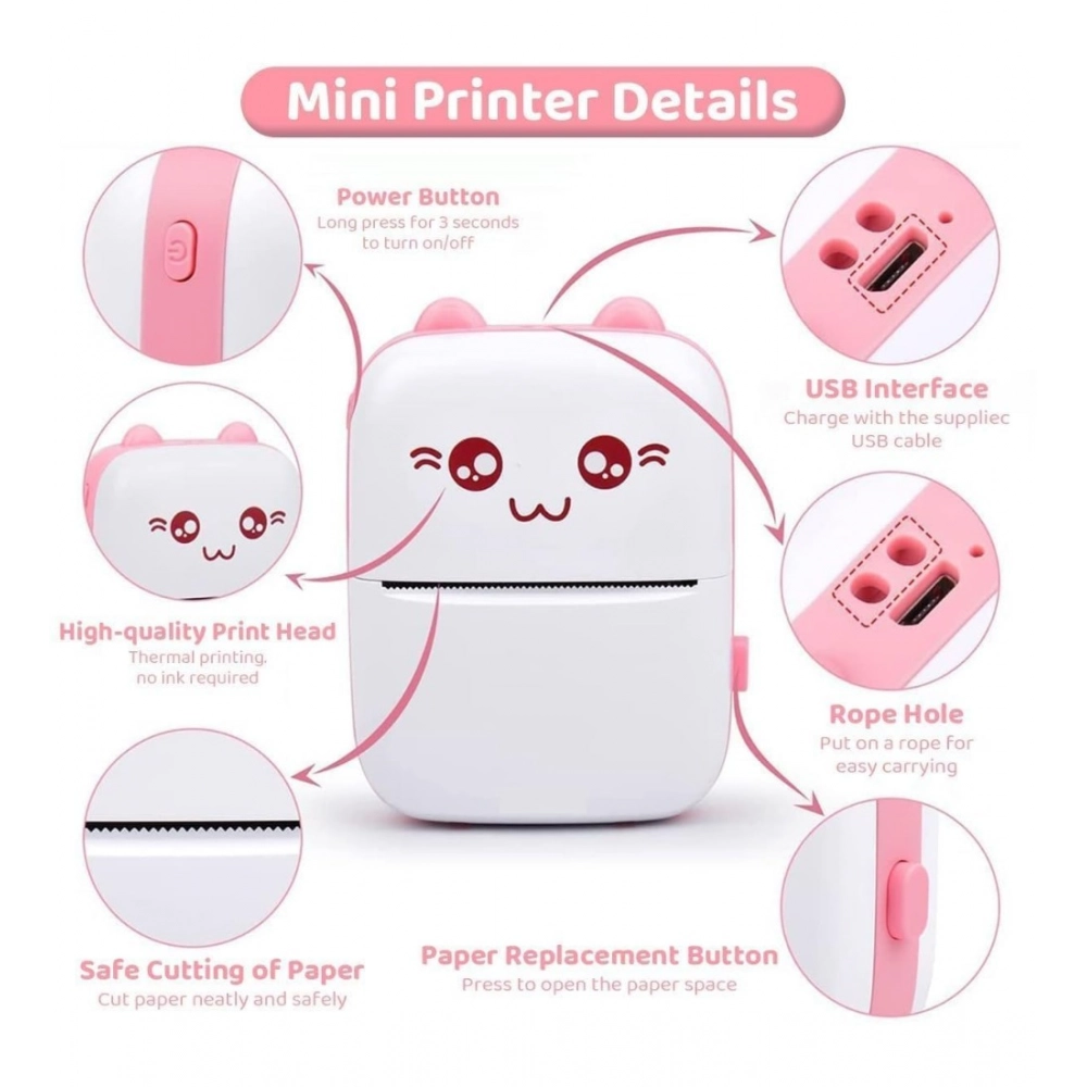 Mini Printer (Pink-White) - Image 4