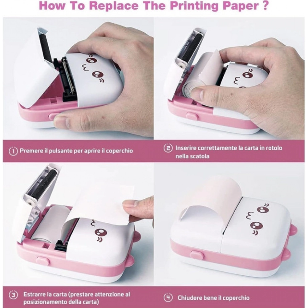 Mini Printer (Pink-White) - Image 3