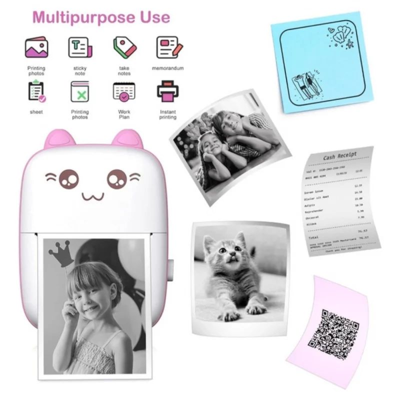 Alternative view of Mini Printer (Pink-White)