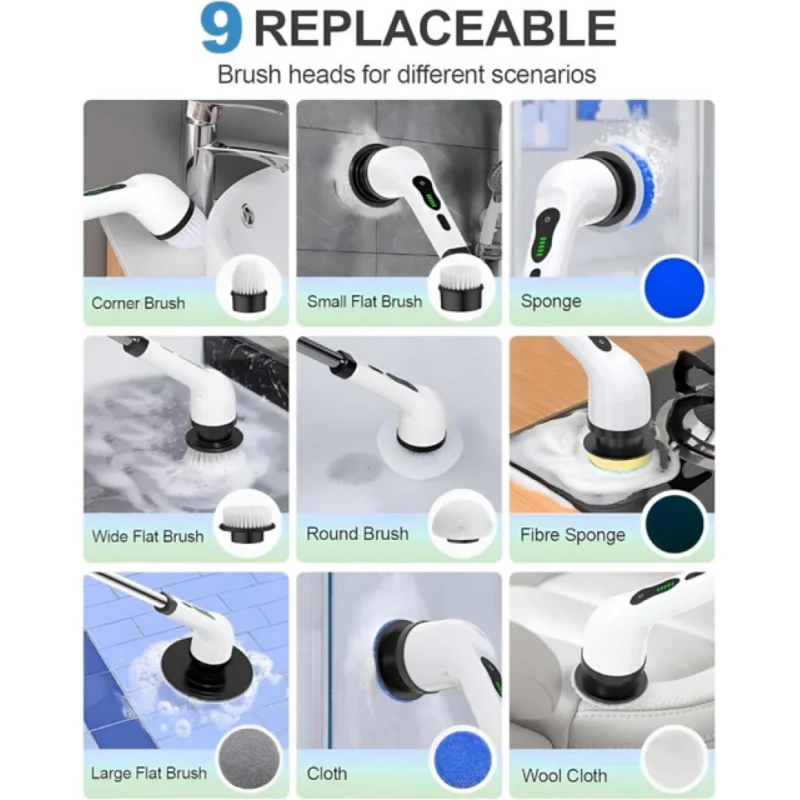 9 in 1 Cordless Electric Spin Scrubber (Multicolor) - Image 4