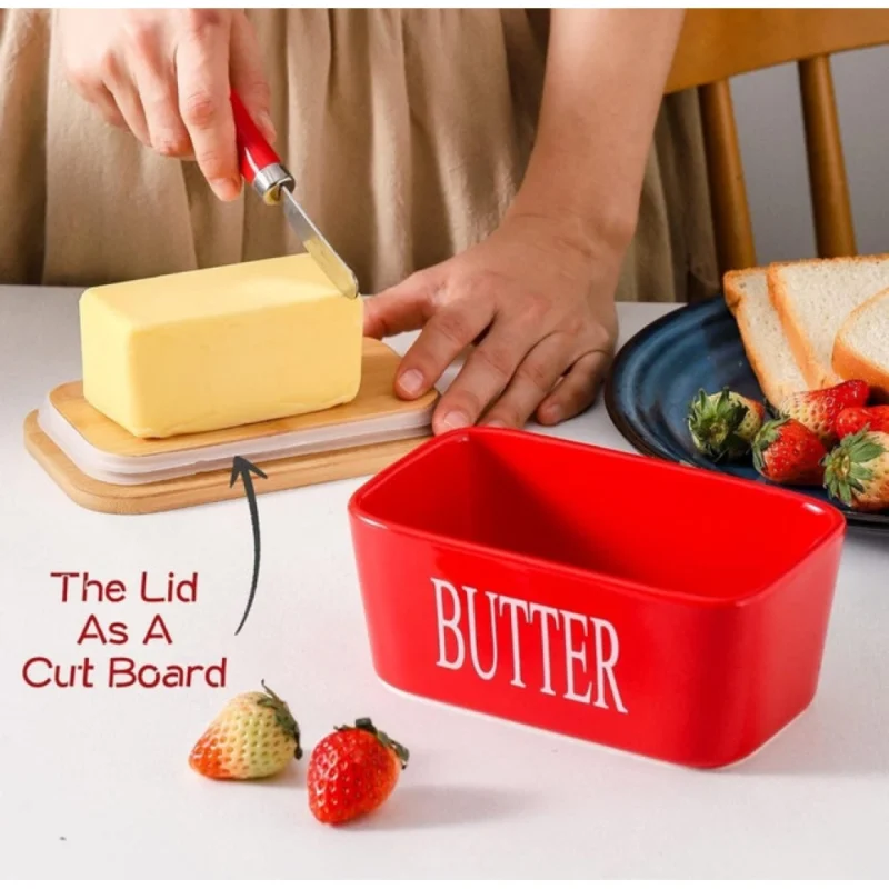 Alternative view of Ceramic Butter Box (Red)
