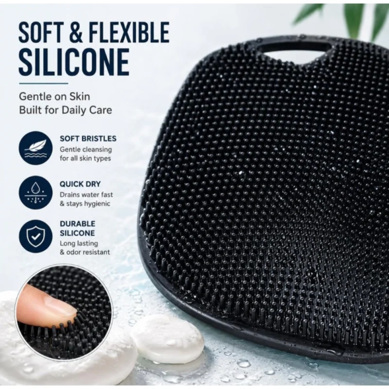 Pack of 2 Silicone Body Scrubber Bath Brush (Black) - Image 4