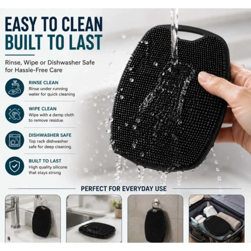 Pack of 2 Silicone Body Scrubber Bath Brush (Black) - Image 3