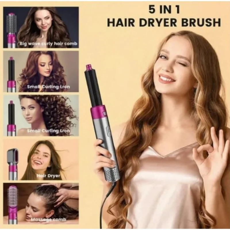 5 in 1 Multifunctional Hair Dryer (Pink) - Image 3