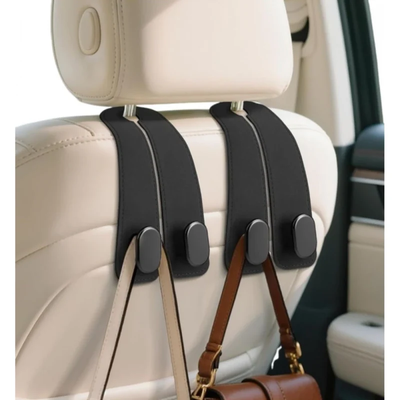 Pack of 2 Leather Car Seat Headrest Hook (Black) - Image 5