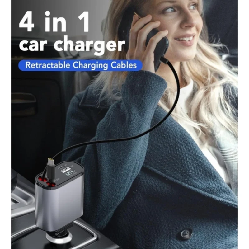 Retractable Car Charger (Grey) - Image 4