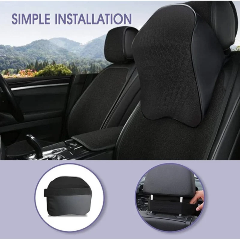 Memory Foam Car Headrest Pillow (Black) - Image 4