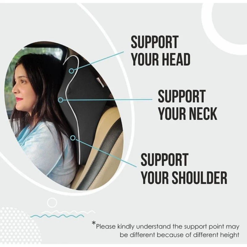 Memory Foam Car Headrest Pillow (Black) - Image 3