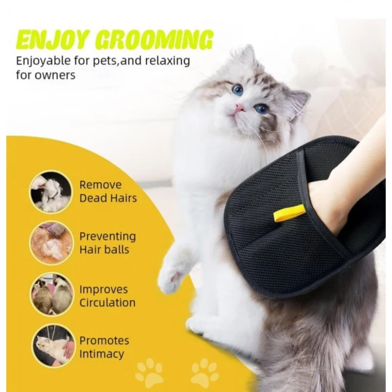 Pack of 2 Cat Dog Hair Remover Gloves (Black) - Image 3
