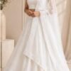 Elegant Ivory White Embroidered Lehenga Choli Set with silk Dupatta – Bridal, Wedding & Festive Wear