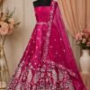 Rani Pink Embroidered Lehenga Choli Set with Designer Dupatta