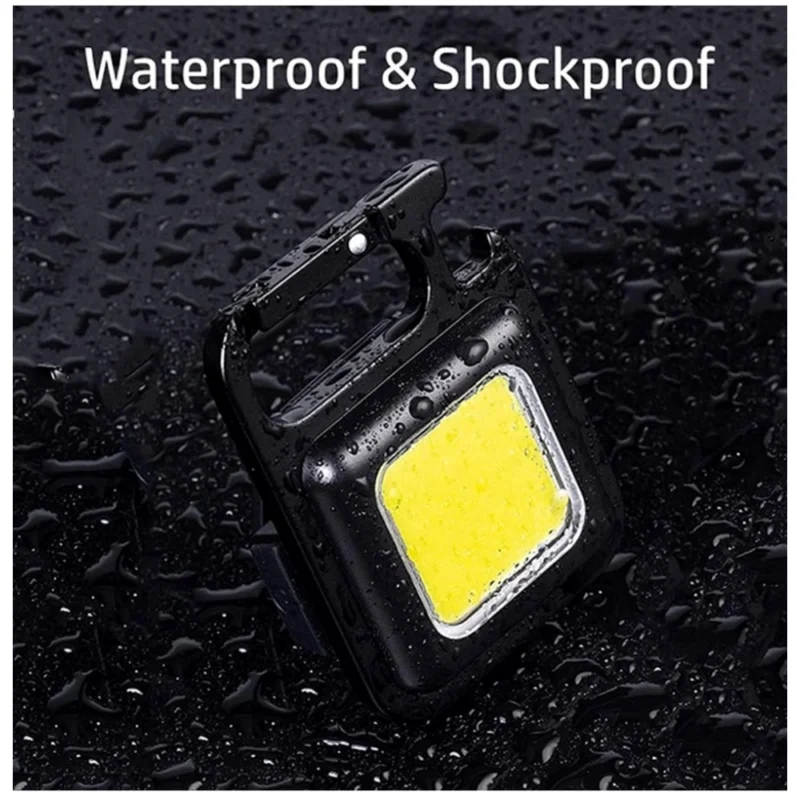 Metal COB Keychain Light,Rechargeable Led Small Flashlight 500 Lumens Brigh Pack of 1 (Black) - Image 3