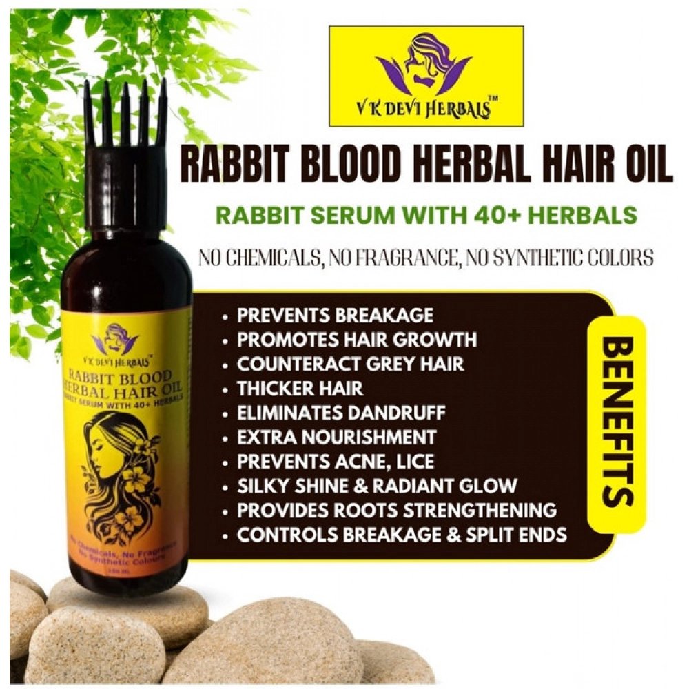 Devi Herbels Rabbit Blood Herbal 100 ML Hair Oil - Men's And Women's Hair Growth Oil - Image 2