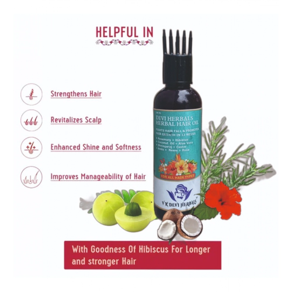 Devi Herbels Rosemary Herbal 100 ML Hair Oil - Men's And Women's Hair Growth Oil - Image 2
