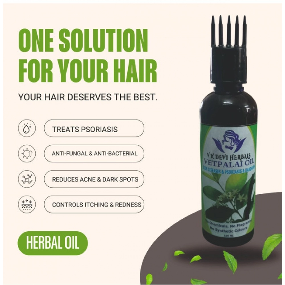 Devi Herbal Vetpalai 100 ML Oil - Anti-Dandruff And Psoriasis Relief Oil - Image 3