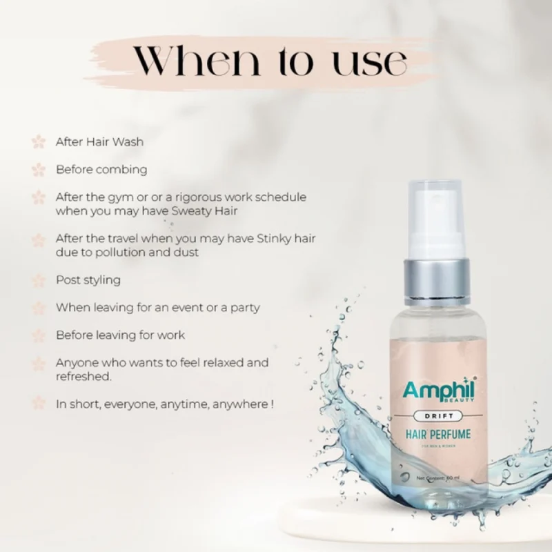 Amphil beauty Drift Unisex Hair perfume 60 ml | Alcohol Free | Water Based | Paraben Free - Image 4