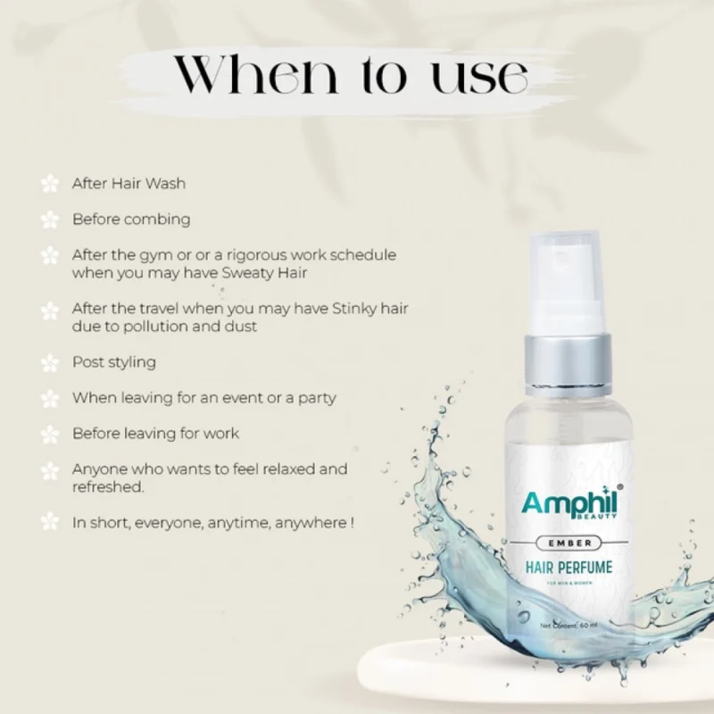 Amphil beauty Ember Unisex Hair perfume 60 ml | Alcohol free | Water based | Paraben Free - Image 3