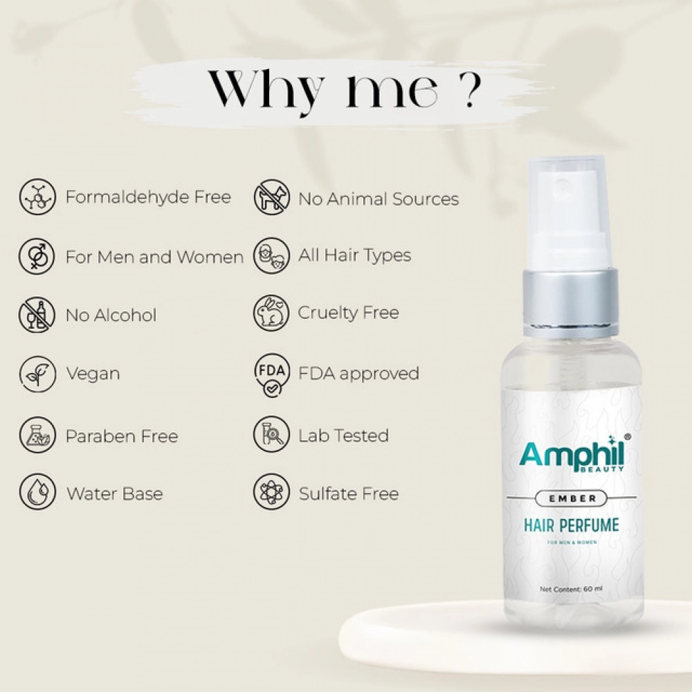 Amphil beauty Ember Unisex Hair perfume 60 ml | Alcohol free | Water based | Paraben Free - Image 4