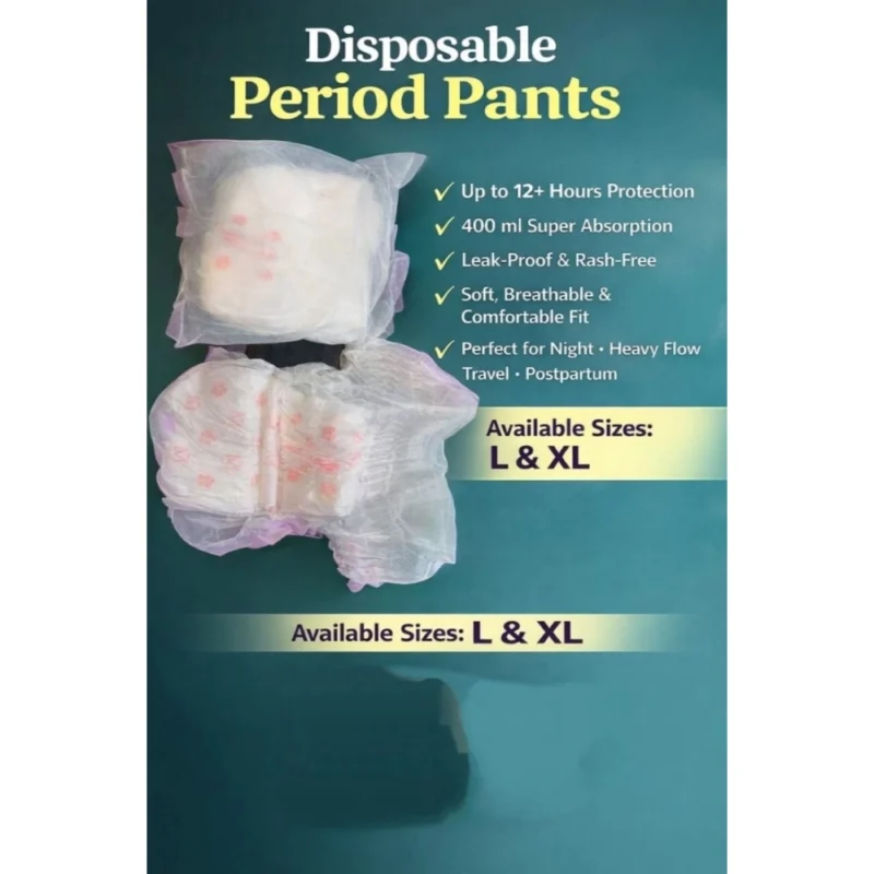 Pack of_10 Pcs Cotton Disposable Lady Period Pants Sanitary Napkin (White) - Image 3
