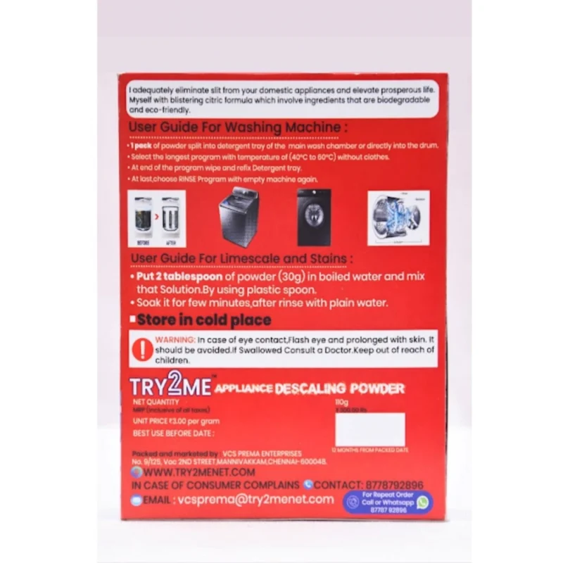 TRY2ME Washing Machine - Appliance Descaling powder (White) - Image 3
