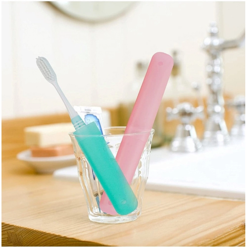 Pack of 4_Plastic Toothbrush Holder Travel 4-PieceS SeT Tube Cases (Color: Assorted ) - Image 2
