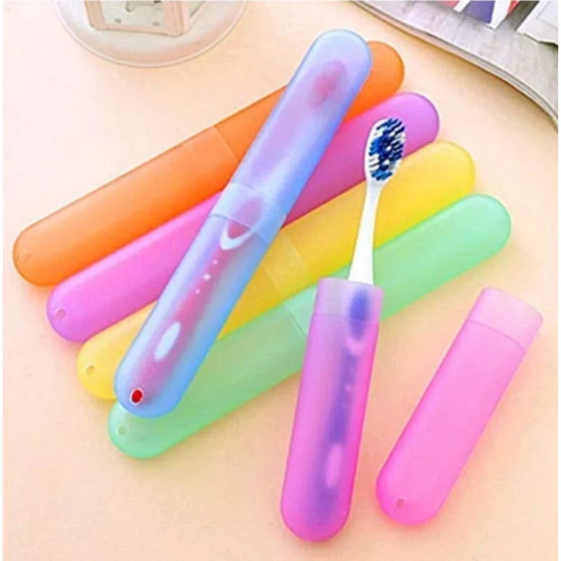 Pack of 4_Plastic Toothbrush Holder Travel 4-PieceS SeT Tube Cases (Color: Assorted ) - Image 3
