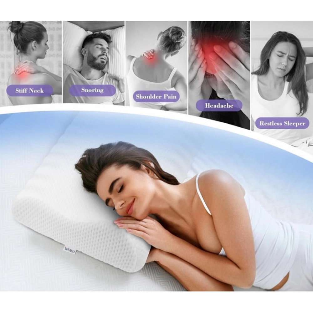 Memory Foam Orthopedic Neck Pillow (White) - Image 3