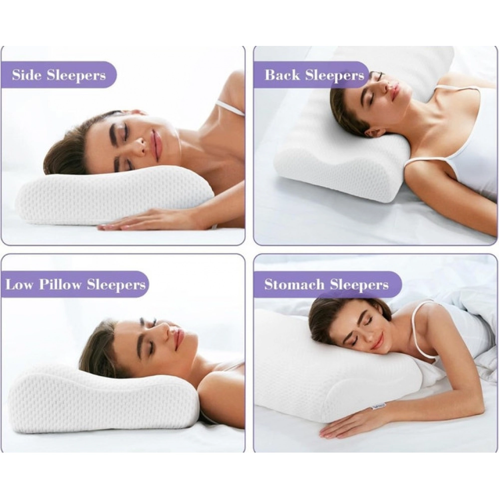 Memory Foam Orthopedic Neck Pillow (White) - Image 4