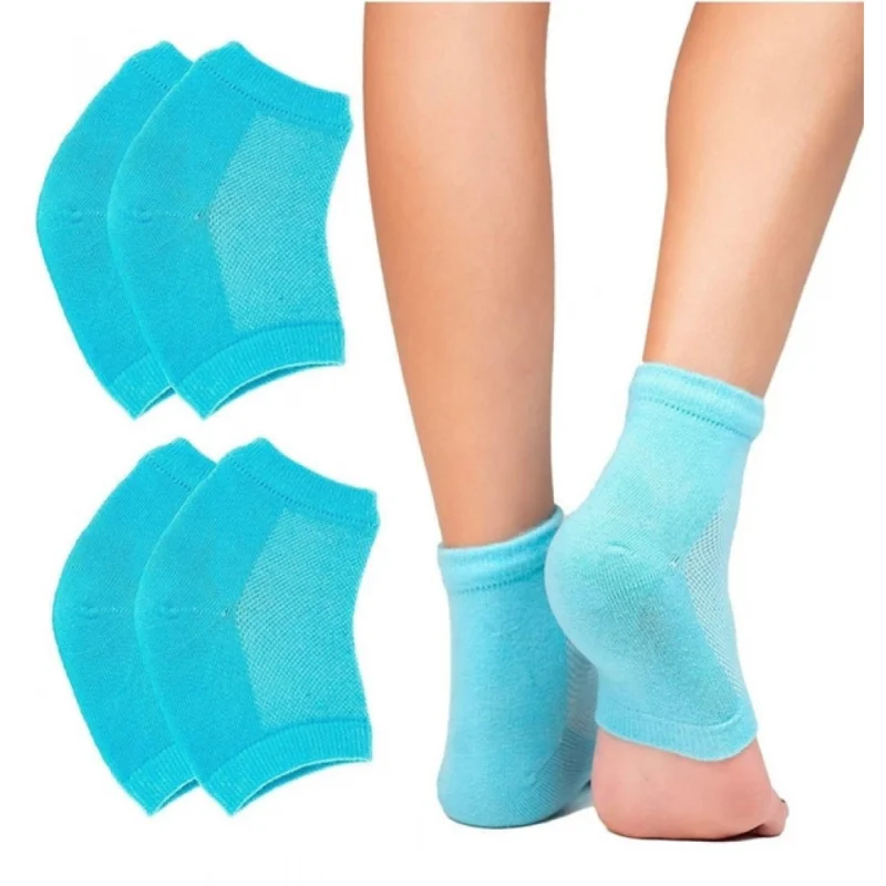Alternative view of Pack of 2 Half Gel Cotton Heel Socks (Blue)