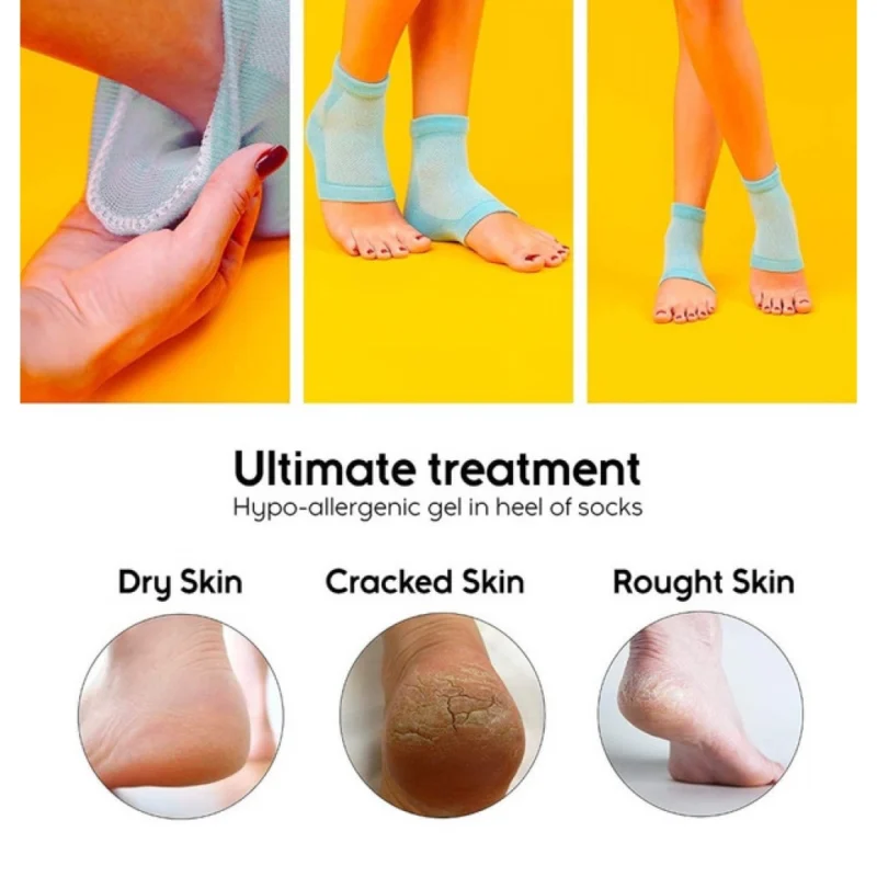 Pack of 2 Half Gel Cotton Heel Socks (Blue) - Image 4