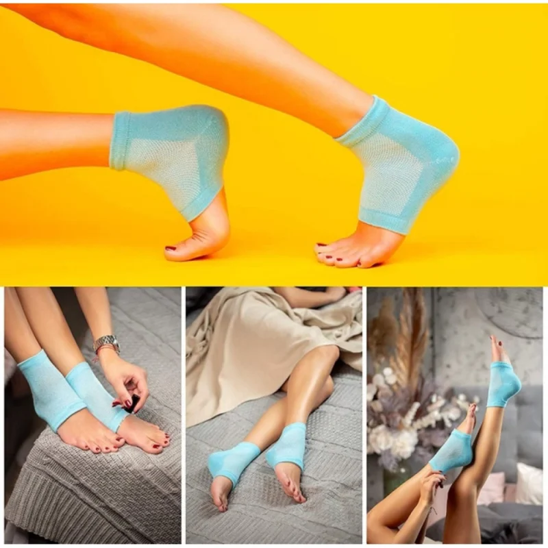 Pack of 2 Half Gel Cotton Heel Socks (Blue) - Image 5