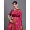 Women's Silk Printed Saree With Unstitched Blouse 5.5Mtr (Magenta)