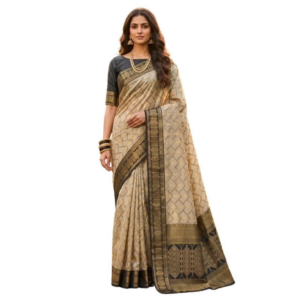 Women's Cotton Printed Saree With Unstitched Blouse 5.5Mtr (Multicolor) - Image 2