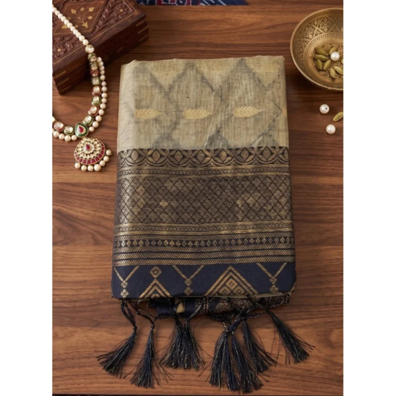 Women's Cotton Printed Saree With Unstitched Blouse 5.5Mtr (Multicolor) - Image 4