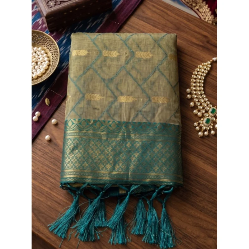 Women's Cotton Printed Saree With Unstitched Blouse 5.5Mtr (Multicolor) - Image 4