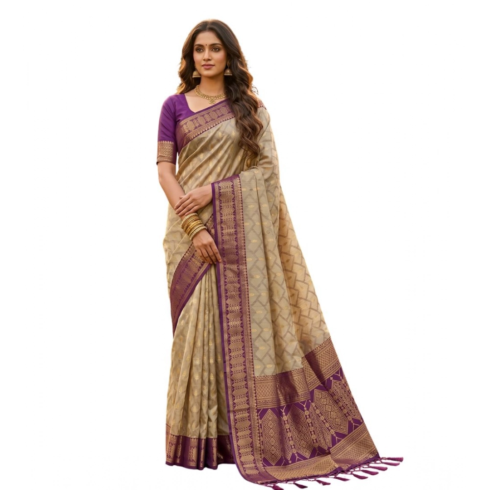 Women's Cotton Printed Saree With Unstitched Blouse 5.5Mtr (Multicolor) - Image 2