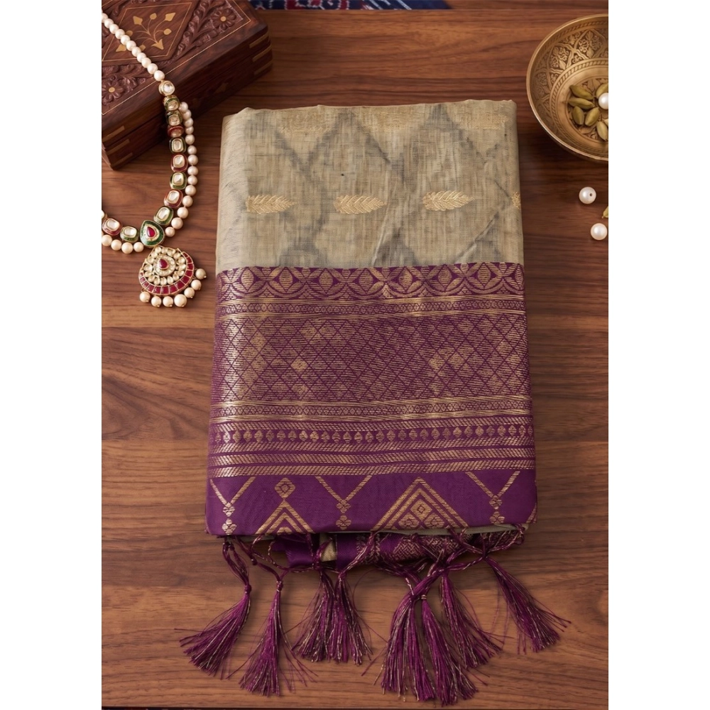 Women's Cotton Printed Saree With Unstitched Blouse 5.5Mtr (Multicolor) - Image 4
