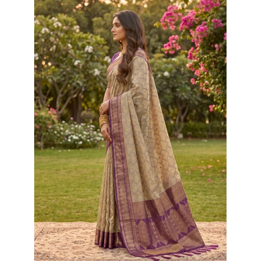 Women's Cotton Printed Saree With Unstitched Blouse 5.5Mtr (Multicolor) - Image 5