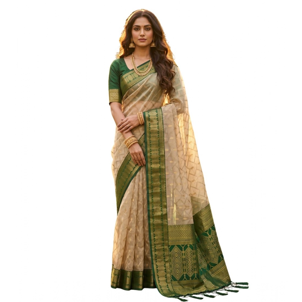 Women's Cotton Printed Saree With Unstitched Blouse 5.5Mtr (Multicolor) - Image 2