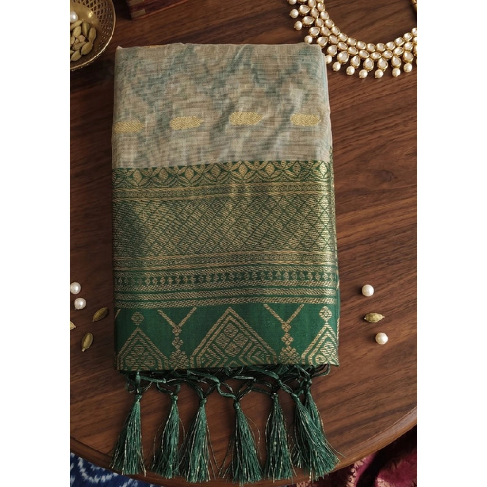 Women's Cotton Printed Saree With Unstitched Blouse 5.5Mtr (Multicolor) - Image 4