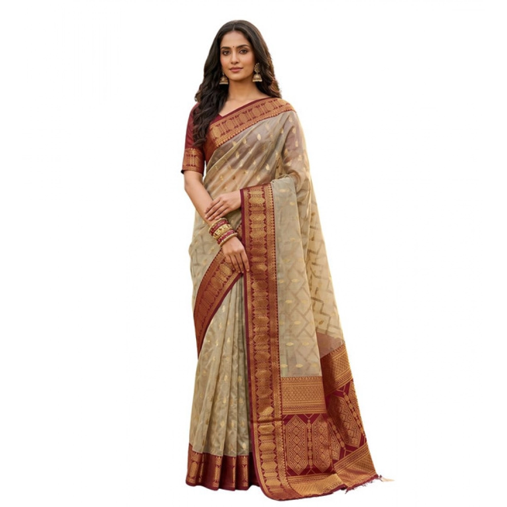 Women's Cotton Printed Saree With Unstitched Blouse 5.5Mtr (Multicolor) - Image 2