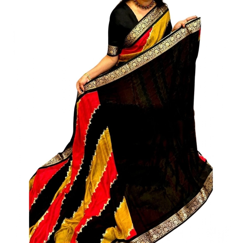 Women's Dola Silk Embellished Saree With Unstitched Blouse 5.5Mtr (Multicolor) - Image 2