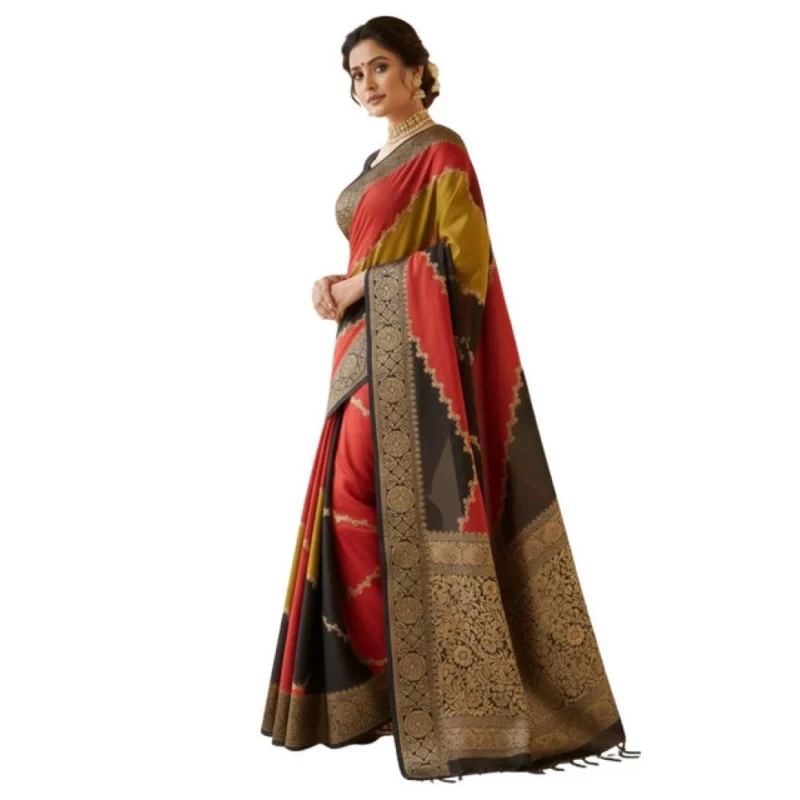 Women's Dola Silk Embellished Saree With Unstitched Blouse 5.5Mtr (Multicolor) - Image 2